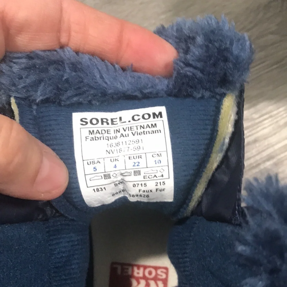 SOREL‎ LOGO NYLON CANVAS SNOW BOOTS size 5